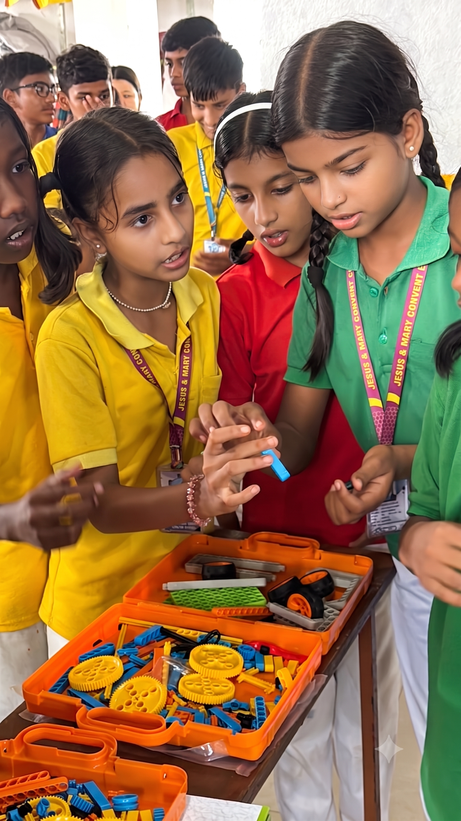 Students learning robotics at Jesus & Mary Convent English School, Godda